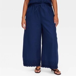 Roller Rabbit x Target Scalloped Hem Drawstring Pants Navy Blue - Size XXS